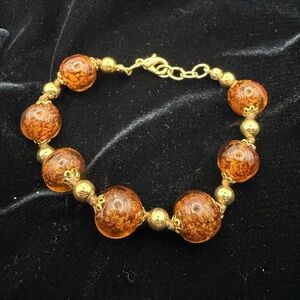 Elegant Gold and Brown Beaded Bracelet